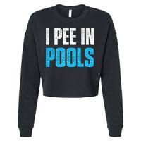 Funny Swimming Pool Swimmer I Pee in Pools Cropped Pullover Crew