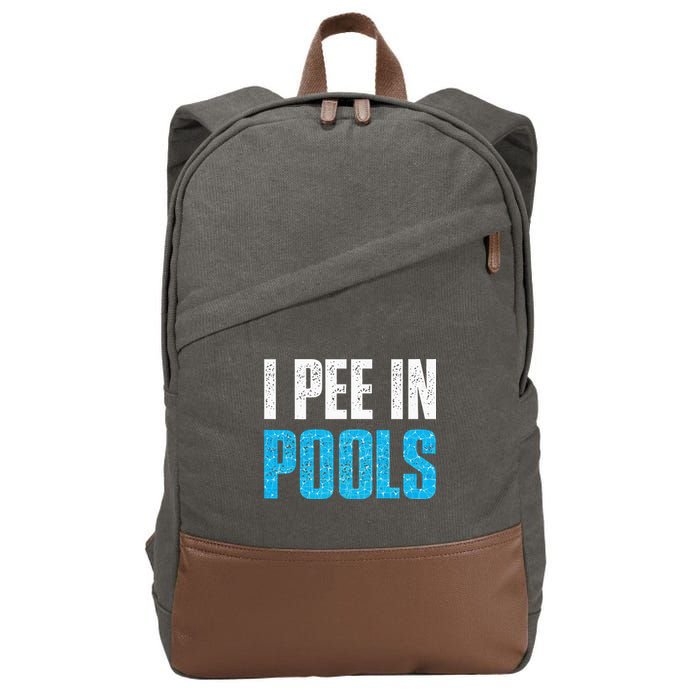 Funny Swimming Pool Swimmer I Pee in Pools Cotton Canvas Backpack