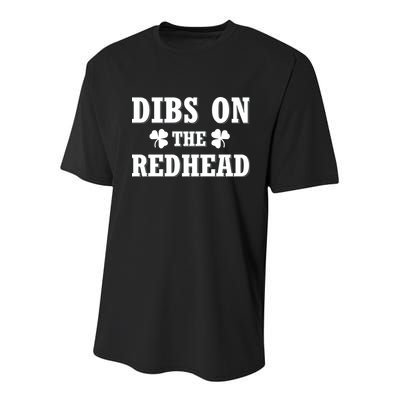 Funny St. PatrickS Day Dibs On The Redhead Youth Performance Sprint T-Shirt