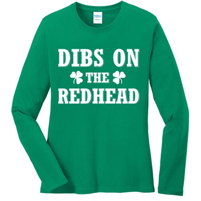 Funny St. PatrickS Day Dibs On The Redhead Ladies Long Sleeve Shirt