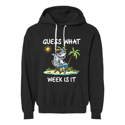 Funny Shark Party Beach Guess What Week Is It Lover Shark Garment-Dyed Fleece Hoodie