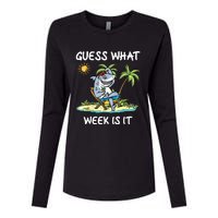 Funny Shark Party Beach Guess What Week Is It Lover Shark Womens Cotton Relaxed Long Sleeve T-Shirt