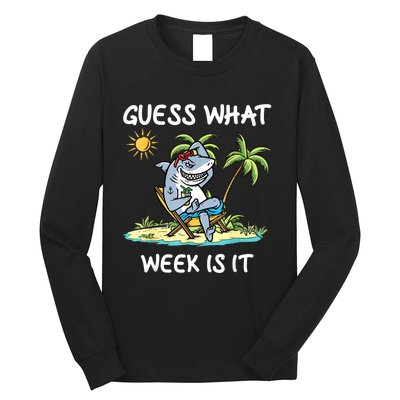 Funny Shark Party Beach Guess What Week Is It Lover Shark Long Sleeve Shirt