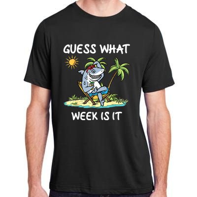 Funny Shark Party Beach Guess What Week Is It Lover Shark Adult ChromaSoft Performance T-Shirt