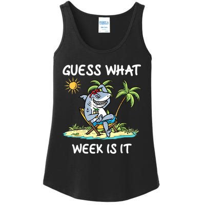 Funny Shark Party Beach Guess What Week Is It Lover Shark Ladies Essential Tank