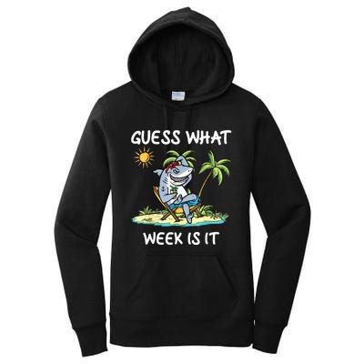 Funny Shark Party Beach Guess What Week Is It Lover Shark Women's Pullover Hoodie