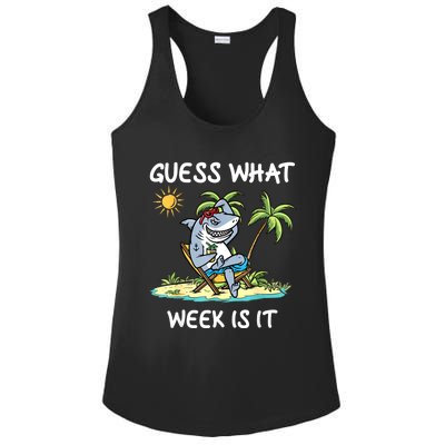 Funny Shark Party Beach Guess What Week Is It Lover Shark Ladies PosiCharge Competitor Racerback Tank