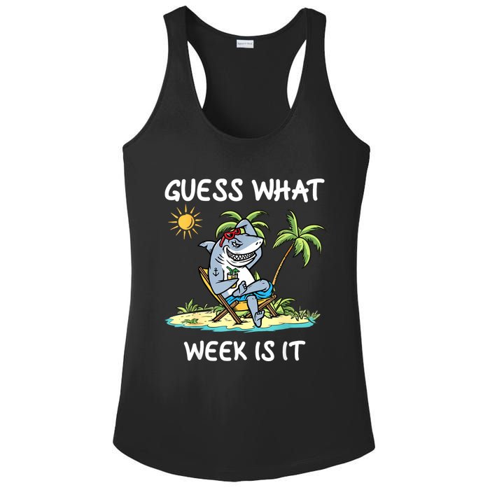 Funny Shark Party Beach Guess What Week Is It Lover Shark Ladies PosiCharge Competitor Racerback Tank