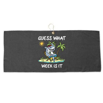 Funny Shark Party Beach Guess What Week Is It Lover Shark Large Microfiber Waffle Golf Towel