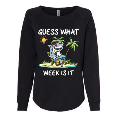 Funny Shark Party Beach Guess What Week Is It Lover Shark Womens California Wash Sweatshirt