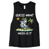 Funny Shark Party Beach Guess What Week Is It Lover Shark Women's Racerback Cropped Tank