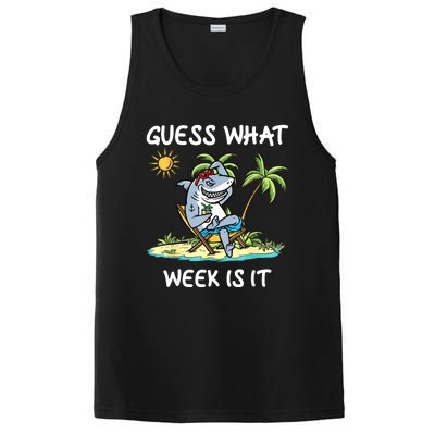 Funny Shark Party Beach Guess What Week Is It Lover Shark PosiCharge Competitor Tank