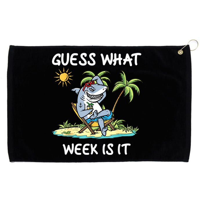 Funny Shark Party Beach Guess What Week Is It Lover Shark Grommeted Golf Towel