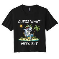 Funny Shark Party Beach Guess What Week Is It Lover Shark Women's Crop Top Tee