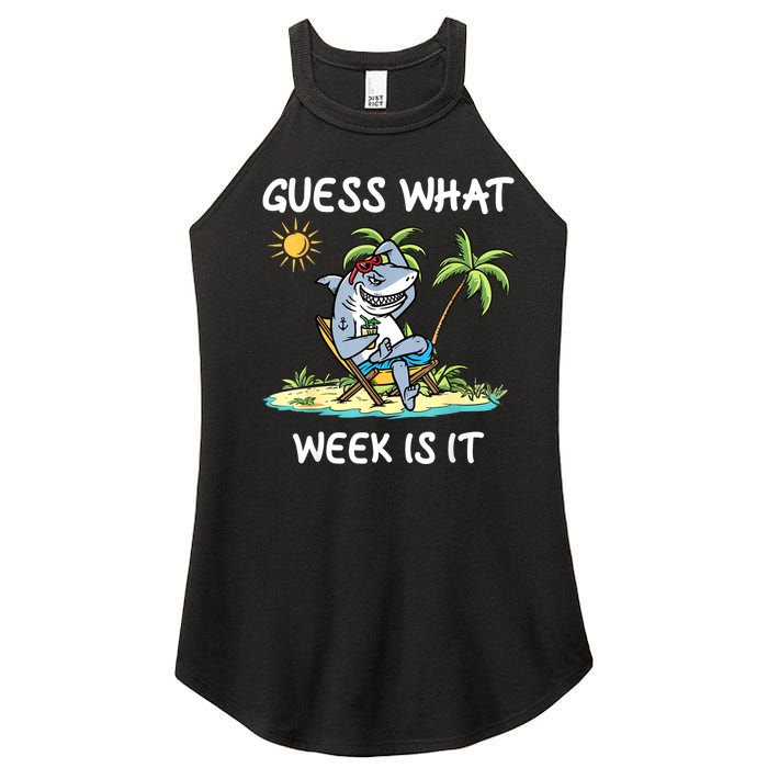 Funny Shark Party Beach Guess What Week Is It Lover Shark Women's Perfect Tri Rocker Tank