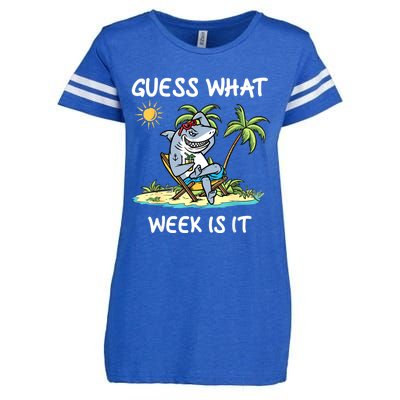 Funny Shark Party Beach Guess What Week Is It Lover Shark Enza Ladies Jersey Football T-Shirt