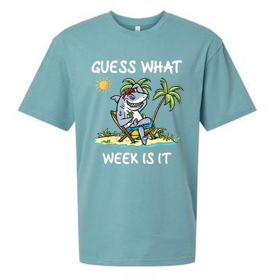 Funny Shark Party Beach Guess What Week Is It Lover Shark Sueded Cloud Jersey T-Shirt