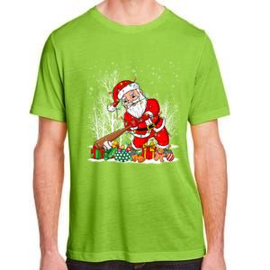 Funny Santa Playing Baseball Christmas Tree Lights Xmas Pjs Great Gift Adult ChromaSoft Performance T-Shirt