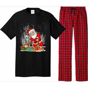 Funny Santa Playing Baseball Christmas Tree Lights Xmas Pjs Great Gift Pajama Set