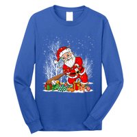 Funny Santa Playing Baseball Christmas Tree Lights Xmas Pjs Great Gift Long Sleeve Shirt