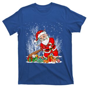 Funny Santa Playing Baseball Christmas Tree Lights Xmas Pjs Great Gift T-Shirt