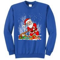 Funny Santa Playing Baseball Christmas Tree Lights Xmas Pjs Great Gift Tall Sweatshirt