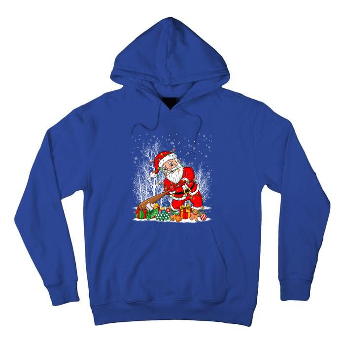 Funny Santa Playing Baseball Christmas Tree Lights Xmas Pjs Great Gift Tall Hoodie