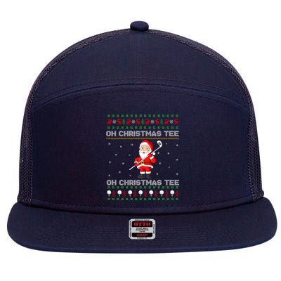 Funny Santa Playing Golf Sports Christmas 7 Panel Mesh Trucker Snapback Hat