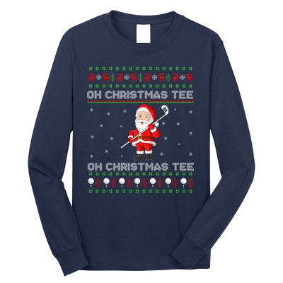 Funny Santa Playing Golf Sports Christmas Long Sleeve Shirt