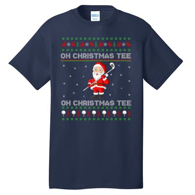 Funny Santa Playing Golf Sports Christmas Tall T-Shirt