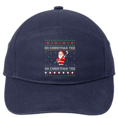 Funny Santa Playing Golf Sports Christmas 7-Panel Snapback Hat