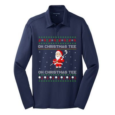 Funny Santa Playing Golf Sports Christmas Silk Touch Performance Long Sleeve Polo