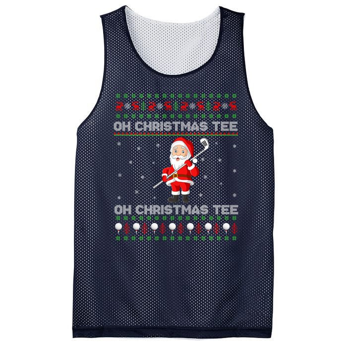 Funny Santa Playing Golf Sports Christmas Mesh Reversible Basketball Jersey Tank