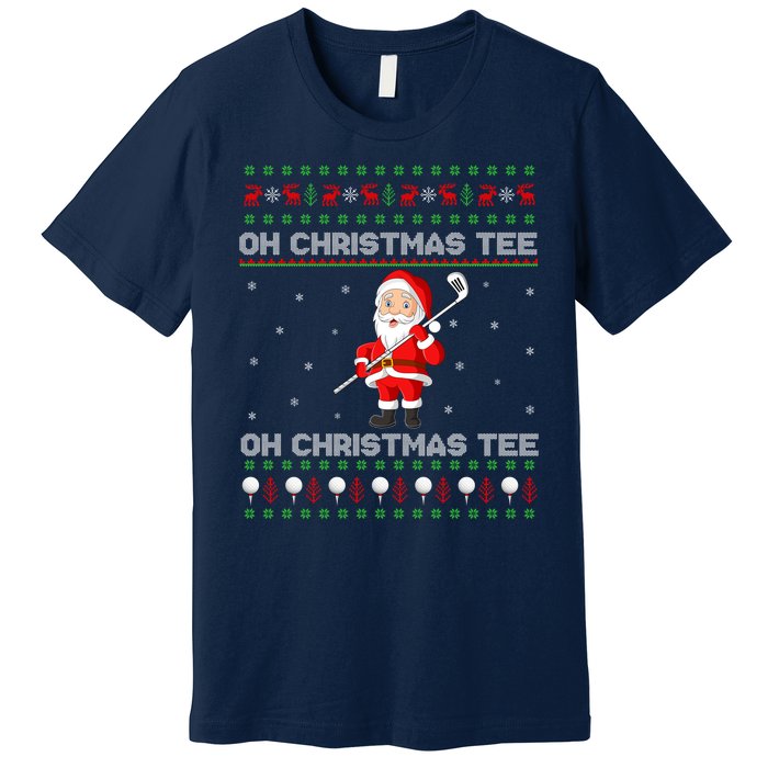 Funny Santa Playing Golf Sports Christmas Premium T-Shirt