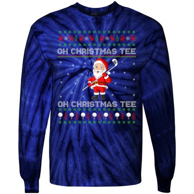 Funny Santa Playing Golf Sports Christmas Tie-Dye Long Sleeve Shirt