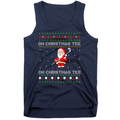 Funny Santa Playing Golf Sports Christmas Tank Top