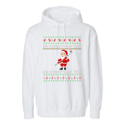 Funny Santa Playing Golf Sports Christmas Garment-Dyed Fleece Hoodie