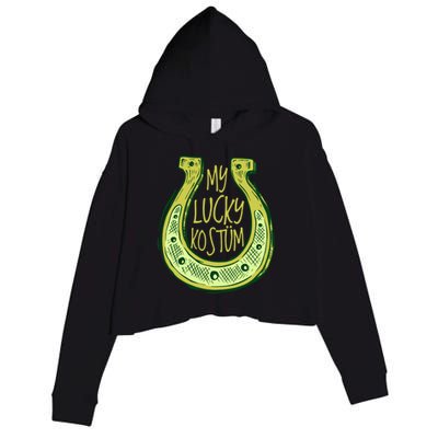 Funny Saint Patrick Day Costume Gift Horseshoe Lucky Design Cute Gift Crop Fleece Hoodie