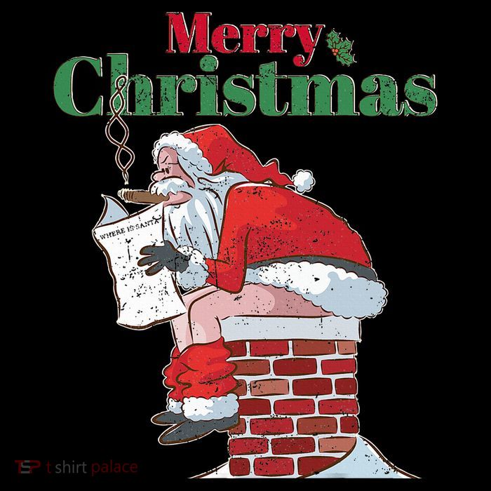 Funny Santa Pooping Down Chimney Xmas Christmas Gifts  Flatbill Hat