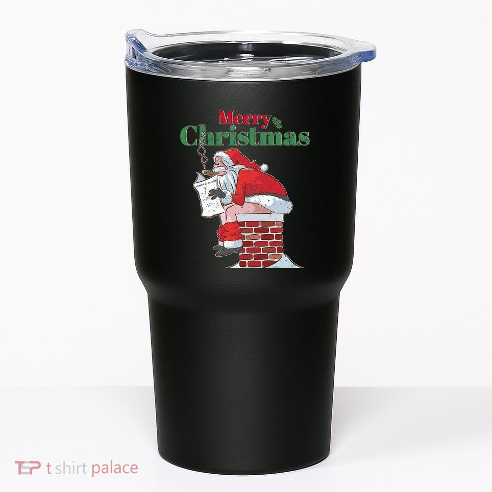 Funny Santa Pooping Down Chimney Xmas Christmas Gifts  Tumbler