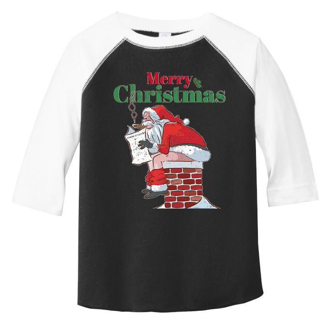 Funny Santa Pooping Down Chimney Xmas Christmas Gifts  Toddler Fine Jersey T-Shirt