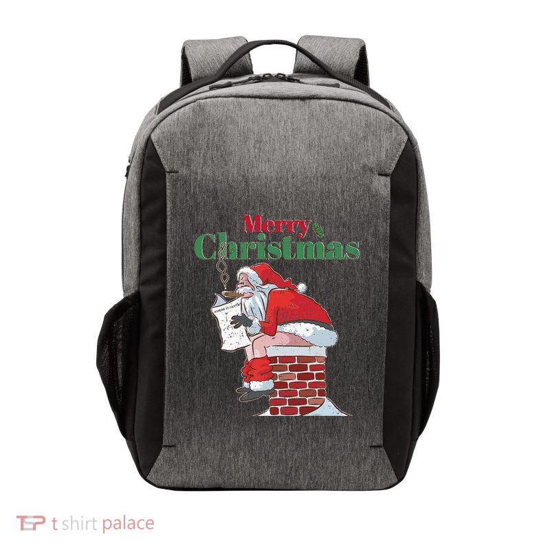 Funny Santa Pooping Down Chimney Xmas Christmas Gifts  Vector Backpack