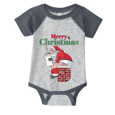 Funny Santa Pooping Down Chimney Xmas Christmas Gifts  Infant Baby Jersey Bodysuit