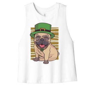 Funny St Patricks Day Pug Dog Lover Gift Women's Racerback Cropped Tank