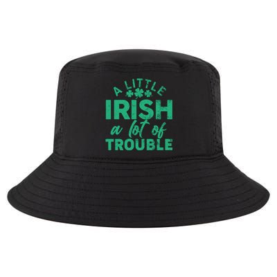 Funny St Patricks Day A Little Irish A Lot Of Trouble Cool Comfort Performance Bucket Hat