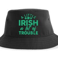 Funny St Patricks Day A Little Irish A Lot Of Trouble Sustainable Bucket Hat