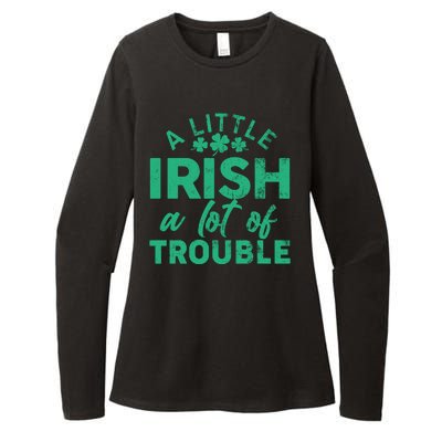 Funny St Patricks Day A Little Irish A Lot Of Trouble Womens CVC Long Sleeve Shirt