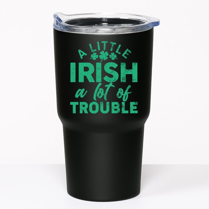 Funny St Patricks Day A Little Irish A Lot Of Trouble Tumbler