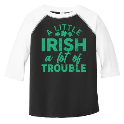 Funny St Patricks Day A Little Irish A Lot Of Trouble Toddler Fine Jersey T-Shirt