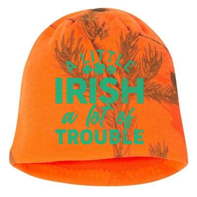 Funny St Patricks Day A Little Irish A Lot Of Trouble Kati - Camo Knit Beanie